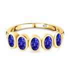 Tansanit Ring, 925 Silber vergoldet (Größe 19.00) ca. 1.14 ct