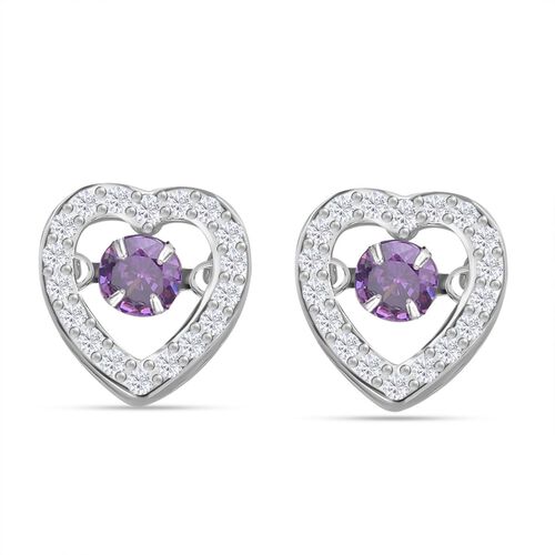 Lila und weiße Zirkonia-Ohrstecker - 1,50 ct. image number 0