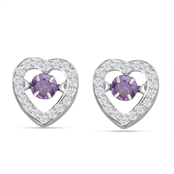 Lila und wei&szlig;e Zirkonia-Ohrstecker - 1,50 ct.