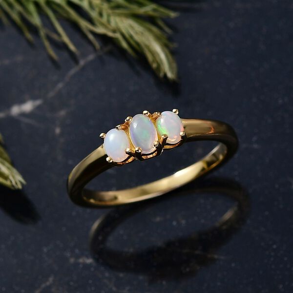 D'Joy AA Natürlicher, äthiopischer Welo Opal Ring 925 Silber 750 Gelb Vergoldet (Größe 18.00) (10-15 Werktage Lieferzeit) ca. 0.41 ct image number 1