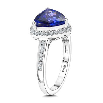 Rhapsody AAAA Tansanit, Wei&szlig;er Diamant Ring 950 Platin (Gr&ouml;&szlig;e 16.50) ca. 3,61 ct