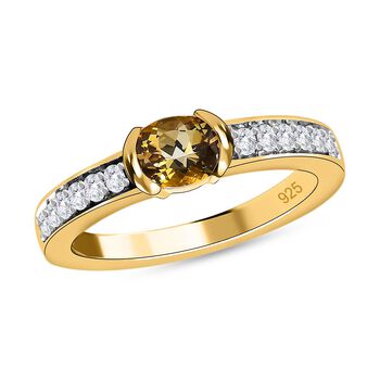 AA nat&uuml;rlicher, goldener Tansanit und Zirkon-Ring - 0,68 ct.