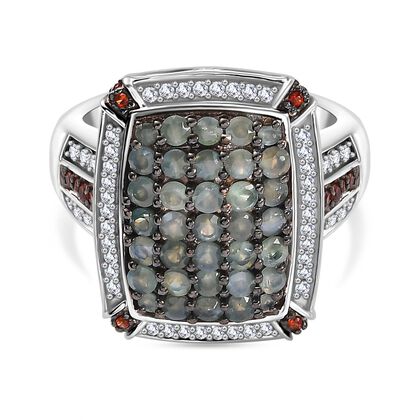 AA Alexandrit, Kaffee Zirkon Ring 925 Silber rhodiniert (Gr&ouml;&szlig;e 17.00) ca. 1.97 ct