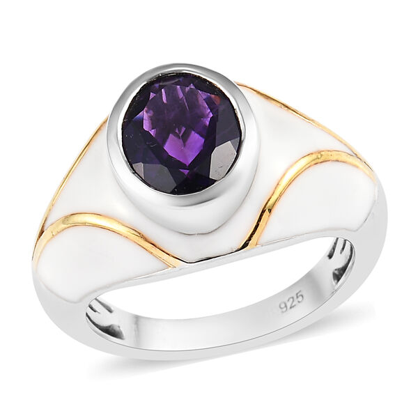 Lusaka Amethyst Solitär Ring 925 Silber Zweifarbige Beschichtung image number 4