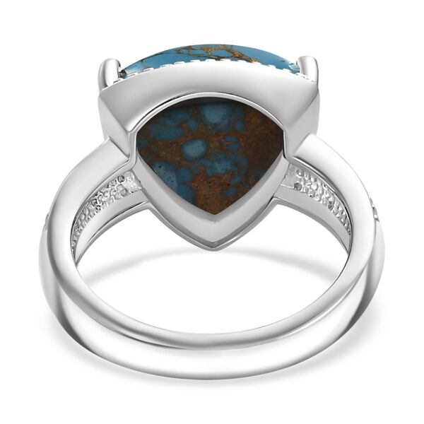 Blauer Türkis Ring, Edelstahl (Größe 21.00) ca. 5.08 ct image number 6