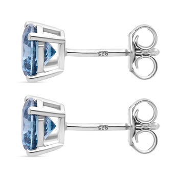 LUXURIANT DIAMOND - Lab Grown Blauer Diamant VS-EF Ohrringe 925 Silber Rhodiniert ca. 1,00 ct.