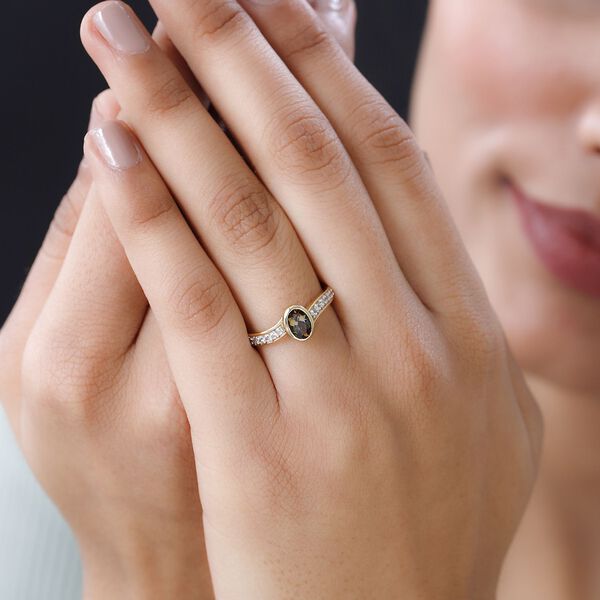 Nat&uuml;rlicher, goldener Tansanit und Zirkon-Ring - 0,99 ct. image number 3