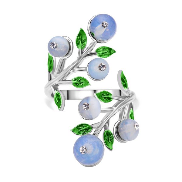 Opalit und weißer Kristall-Ring - 2 ct. image number 4