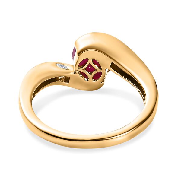 Afrikanischer Rubin (Fissure gefüllt), Weißer Zirkon Ring, 925 Silber vergoldet (Größe 16.00) ca. 1.31 ct image number 6