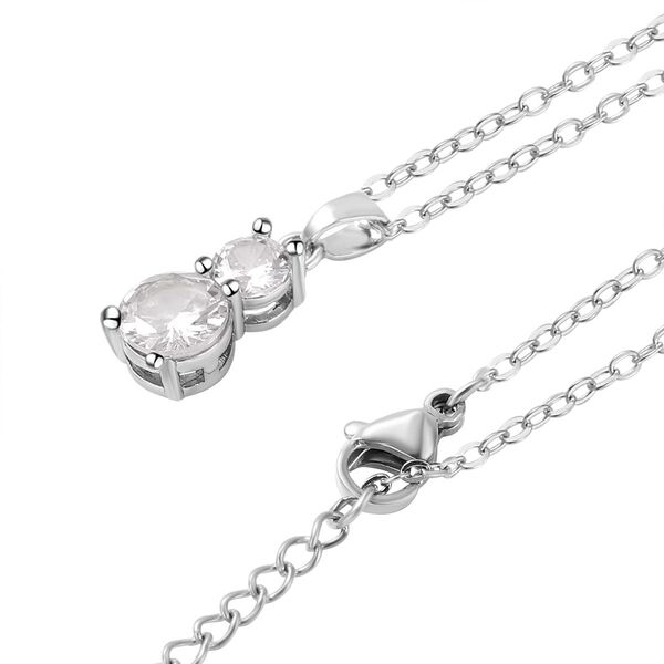 4er Set, Wei&szlig;e Zirkonia Armband, Anh&auml;nger mit Kette und Ohrringen, Messing ca. 17.60 ct image number 3