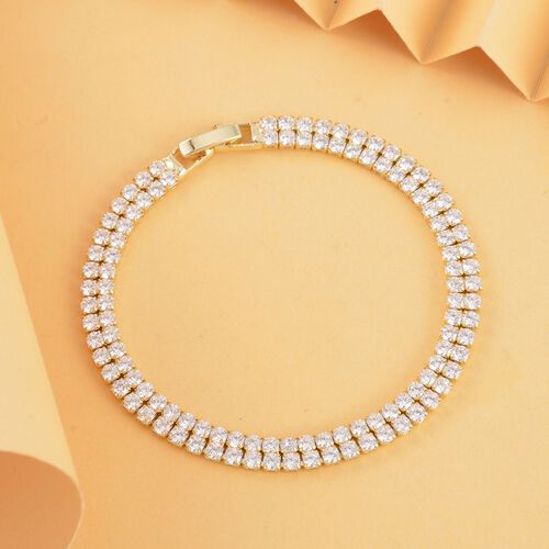 Weißes Zirkonia Armband, ca. 18 cm, ca. 4.00 ct, goldfarben 4.00 ct image number 1