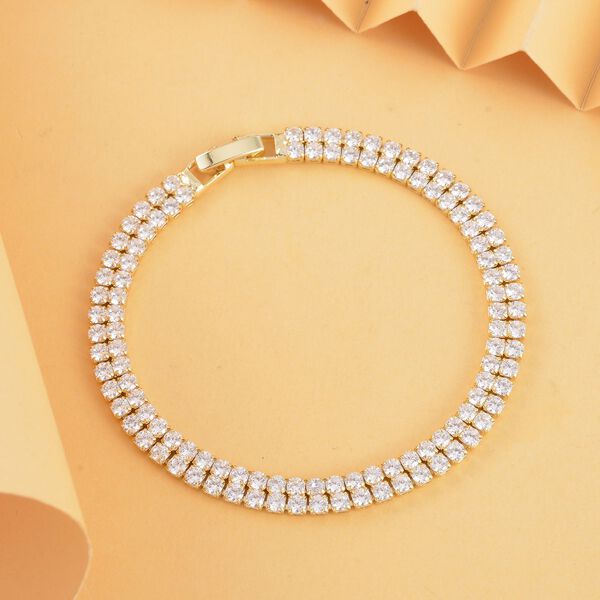 Weißes Zirkonia Armband, ca. 18 cm, ca. 4.00 ct, goldfarben 4.00 ct image number 1