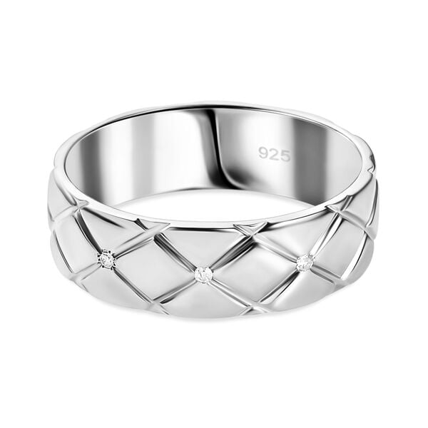Diamant Ring mit Diamantschliff-Muster, 925 Silber platiniert image number 0