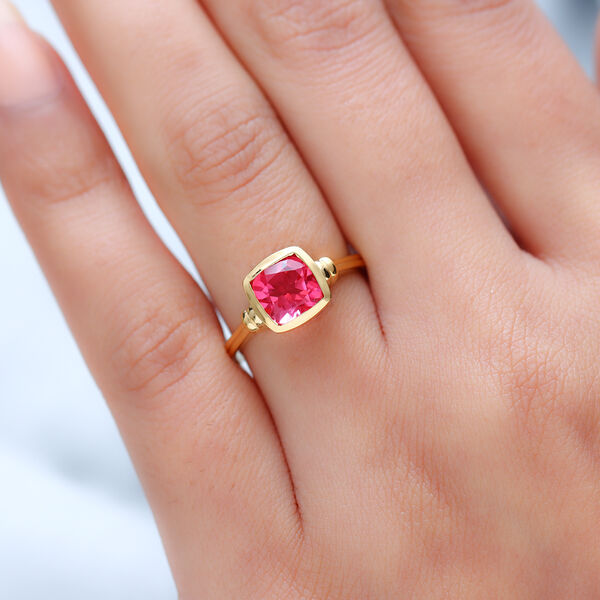 Sonnenuntergang Quarz Solit&auml;r Ring 925 Silber vergoldet image number 3