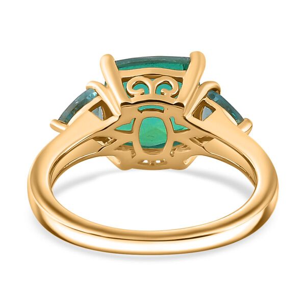 Pfau Quarz Triplette, Blauer Apatit Ring 925 Silber vergoldet (Größe 16.00) ca. 3,17 ct image number 6