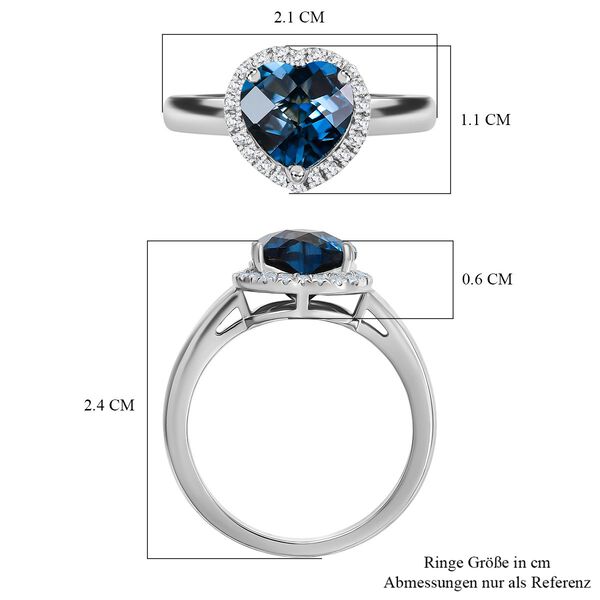 AA London Blau Topas, Wei&szlig;er Zirkon Ring 925 Silber rhodiniert (Gr&ouml;&szlig;e 21.00) ca. 2,30 ct image number 7