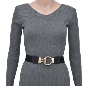 Modischer G&uuml;rtel mit Metallschnalle, Gr&ouml;&szlig;e 4x75 cm, gewebt, Schwarz