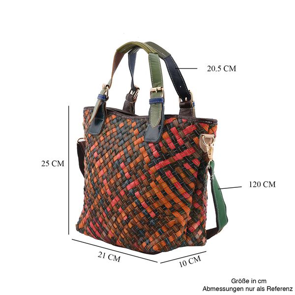 CHAOS BY ELSIE - Umh&auml;ngetasche aus echtem Leder mit Webmuster, 25x10x21 cm, Mehrfarbig, hell image number 7