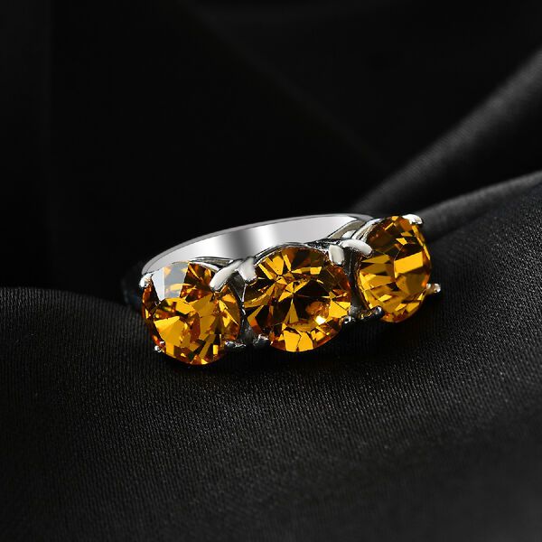 LUSTRO STELLA &Ouml;sterreichischer Sonnenblume Kristall Ring 925 Silber Platin-&Uuml;berzug image number 2