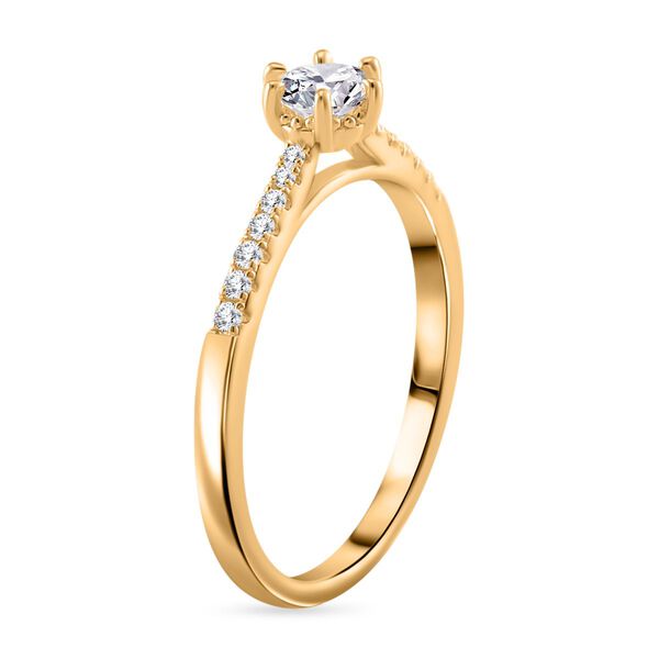 Moissanit Ring, 925 Silber 750 Gelbgold Vermeil - 0,42 ct. image number 3