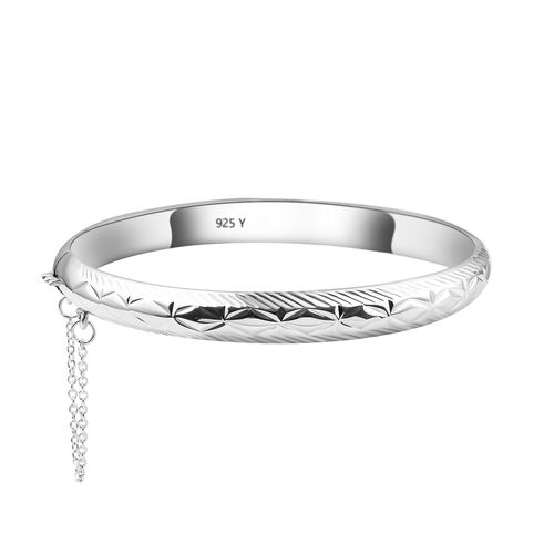 Diamantschliff Armreif, 18 cm, 925 Silber rhodiniert, 9,00g image number 0