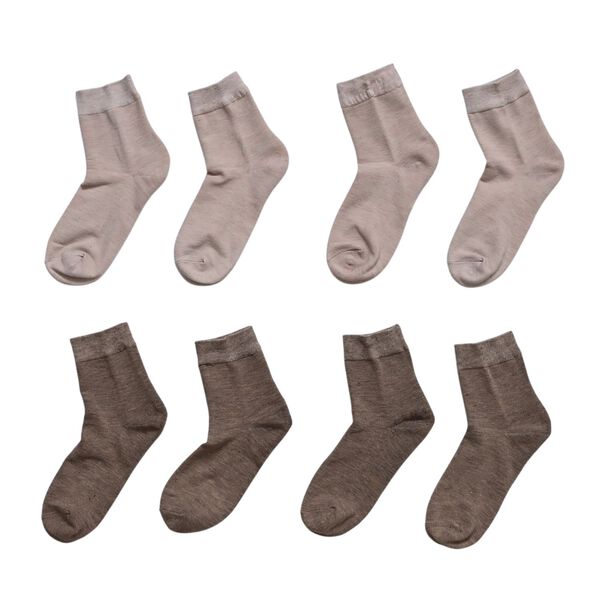 4 Paar Kn&ouml;chelsocken aus Baumwoll-Polyester, atmungsaktiv und elastisch, 23-25cm, Dunkel-Khaki und Hell-Khaki