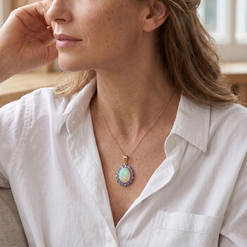 Nat&uuml;rlicher, &auml;thiopischer Welo Opal und Tansanit-Anh&auml;nger - 1,76 ct.