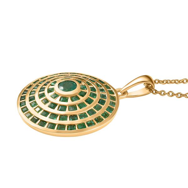 AA Kagem Sambischer Smaragd Schmuckset 925 Silber 750 Gelbgold Vermeil (10-15 Werktage Lieferzeit) ca. 3,45 ct. image number 4