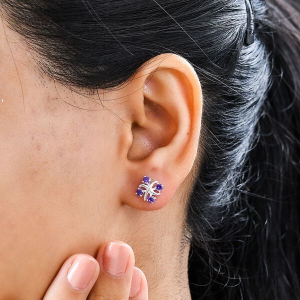 Designer Inspiriert XOXO Blauer Zirkonia Ohrringe 925 Silber image number 3