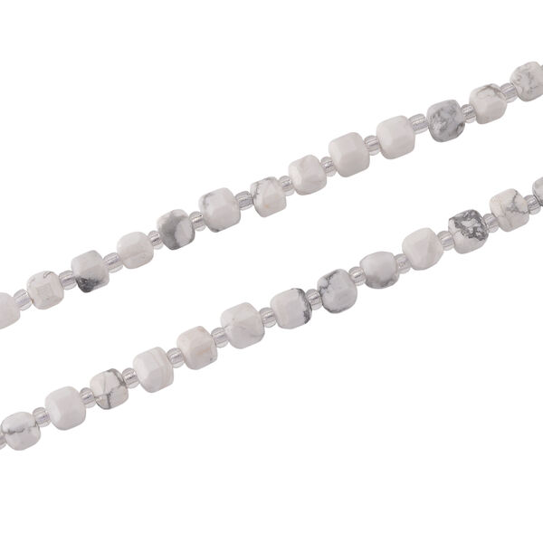 Wei&szlig;er Howlit, Glas Halskette, flexibel, 316L Edelstahl 85.00 ct image number 4