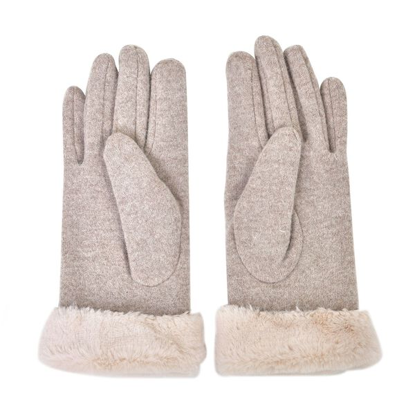 LA MAREY Handschuhe mit Kunstfell Bord&uuml;re, Beige image number 4