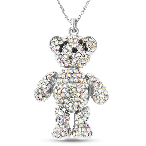 Schwarzer und weißer Kristall-Teddybär-Anhänger mit 60+5 cm Kette - 0,50 ct. image number 0