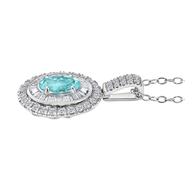 RHAPSODY zertifiziert und geprüft AAAA Paraiba Turmalin und VS-EF Diamant Anhänger mit 45cm Kette in 950 Platin - 2,03 ct. image number 2