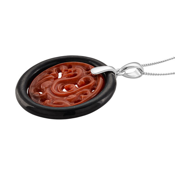 Burmesischer Rote Jadeit Jade Schmuckset ca. 45 cm 925 Silber Rhodiniert ca. 23.00 ct image number 3