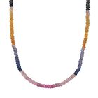 AA Mehrfarbig Saphir Halskette ca. 45 cm 925 Silber rhodiniert ca. 47,00 ct.