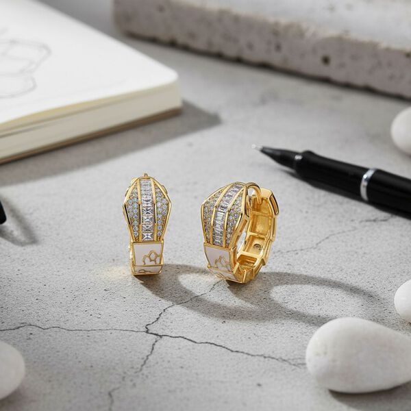 Weißer Zirkonia Ohrringe Nickelfreies Messing emailliert 0.50 ct image number 1