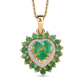 Socoto Smaragd Schmuckset 925 Silber 750 Gelbgold Vermeil ca. 1.68 ct