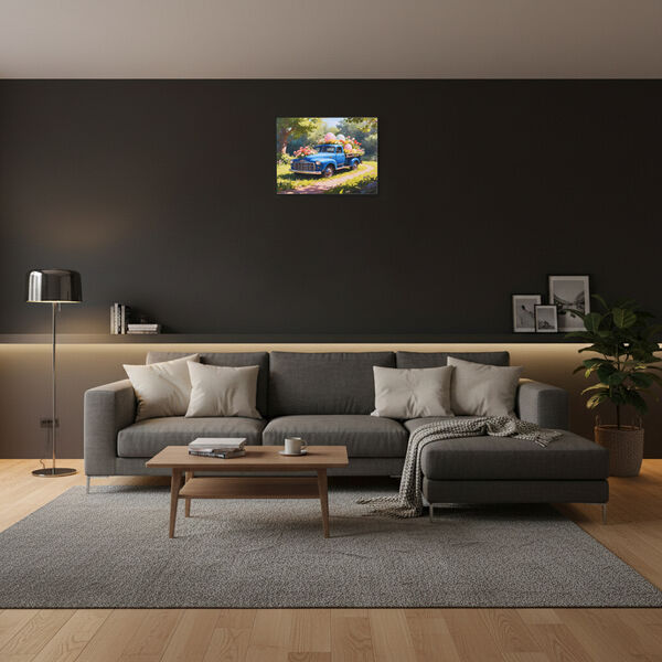 LIVMORE Klassisches Auto Landschaft Motiv LED Wandbild mit Farbwechsel Lichteffekt 30 x 40 cm image number 1