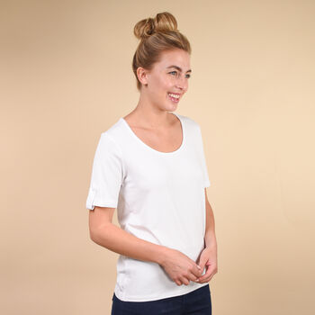 Damen kurzes &Auml;rmel T-Shirt, Wei&szlig;