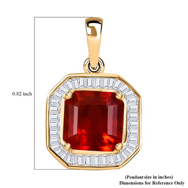 LUXORO AAAA Mexikanischer Kirsch-Feueropal und Diamant Anh&auml;nger in 417 Gold - 2,13 ct. image number 5