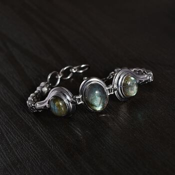 Labradorit Armband ca. 19 cm 316L Edelstahl ca. 21.77 ct