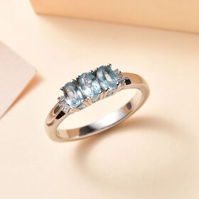 AA Aqua Kyanit und Diamant Ring - 0,96 ct.