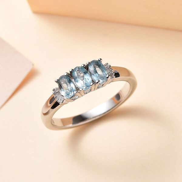 AA Aqua Kyanit und Diamant Ring - 0,96 ct. image number 2