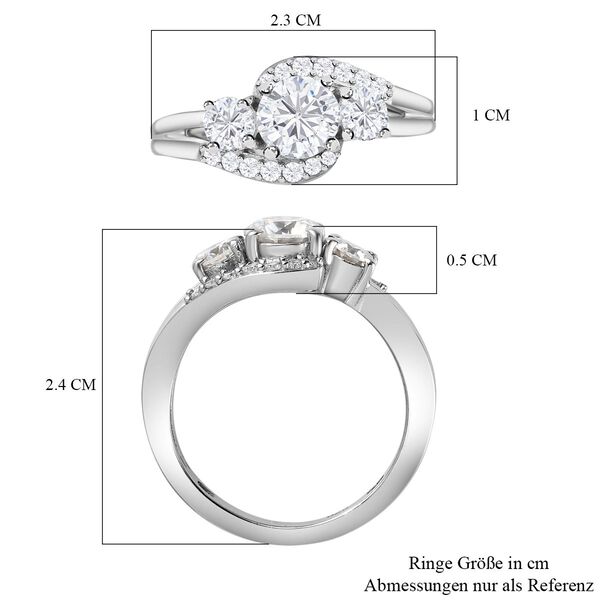 Moissanit Ring, 925 Silber platiniert (Größe 20.00) ca. 1.38 ct image number 6
