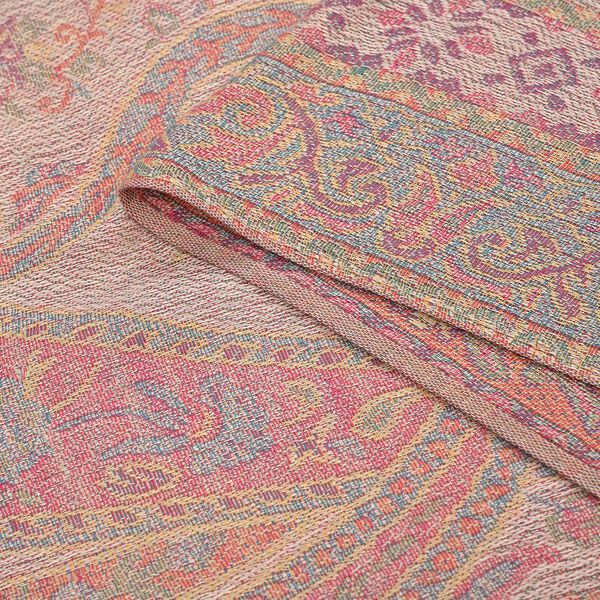 Jacquard Paisley-Schal mit Fransen, 170cm x 75cm, Rosa Blüten image number 7