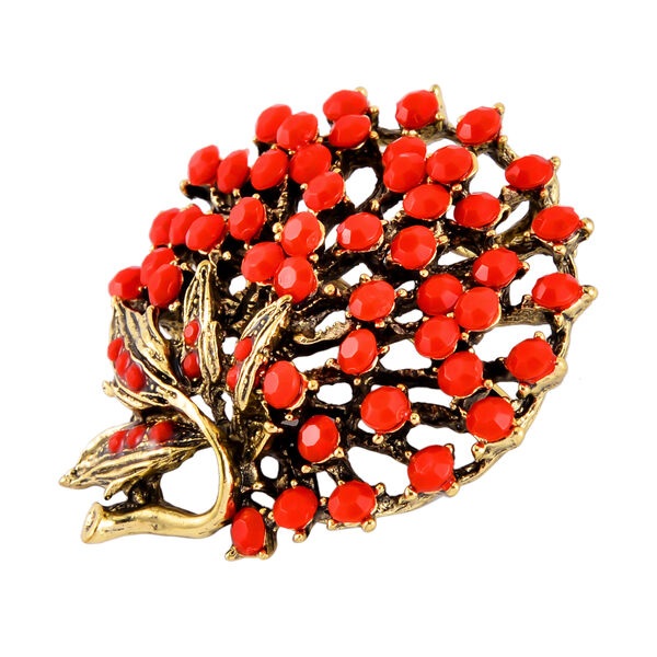 Roter Kristall Brosche  Antikes Gold image number 3