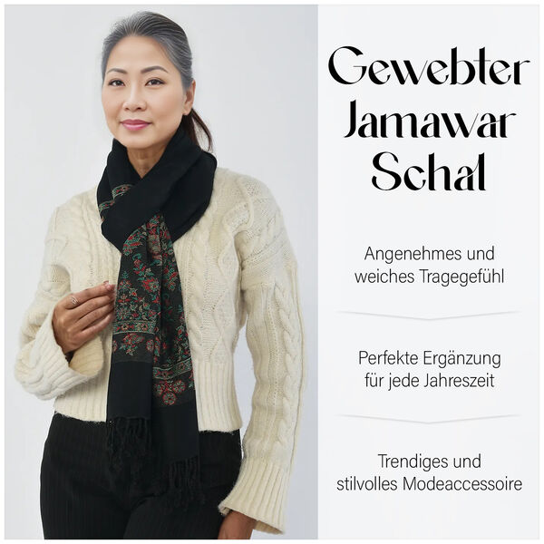 Jamawar Schal aus Viskose, schwarz image number 5