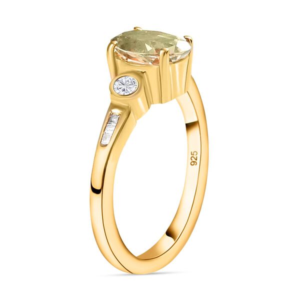 AAA Turkizit und wei&szlig;er Diamant Ring, 925 Silber Gelbgold Vermeil  ca. 0,93 ct image number 5