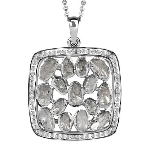 Handgearbeiteter, natürlicher Polki Diamant Anhänger mit 50cm Kette- 1 ct. image number 0