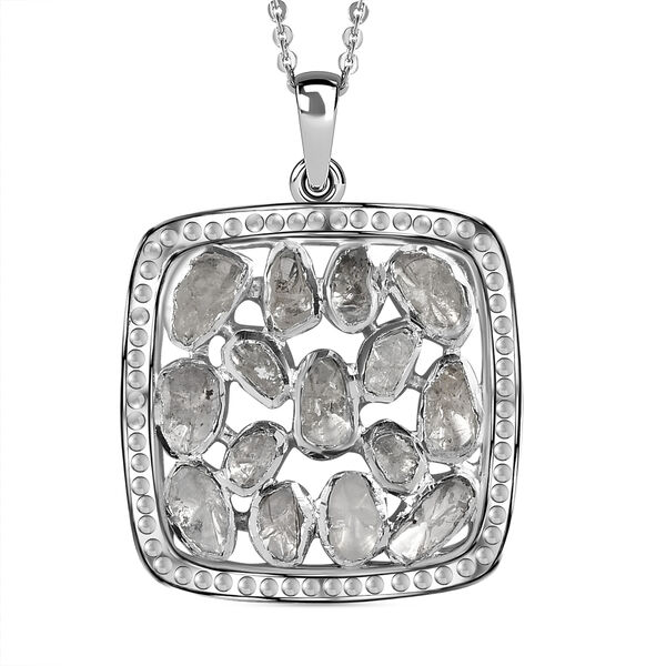 Handgearbeiteter, nat&uuml;rlicher Polki Diamant Anh&auml;nger mit 50cm Kette- 1 ct.